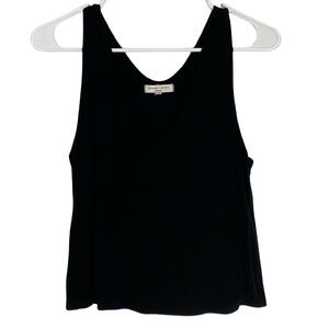 Wasabi & Mint Black Tank Top Womens Size Medium Large V Neck Jersey Knit Basic